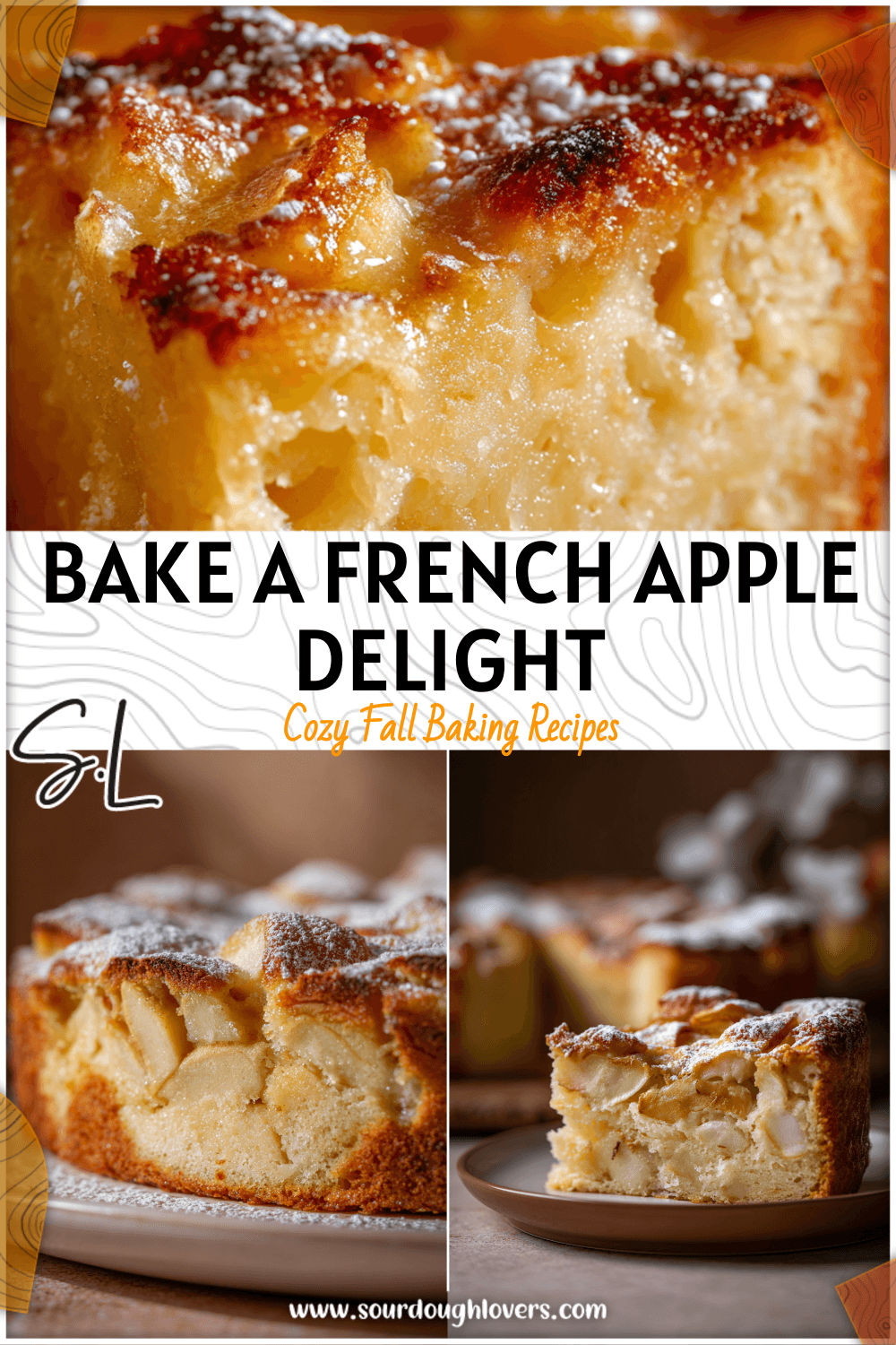Golden French Apple Cake dusted with sugar, baked to perfection as a classic European Apple Cake recipe.